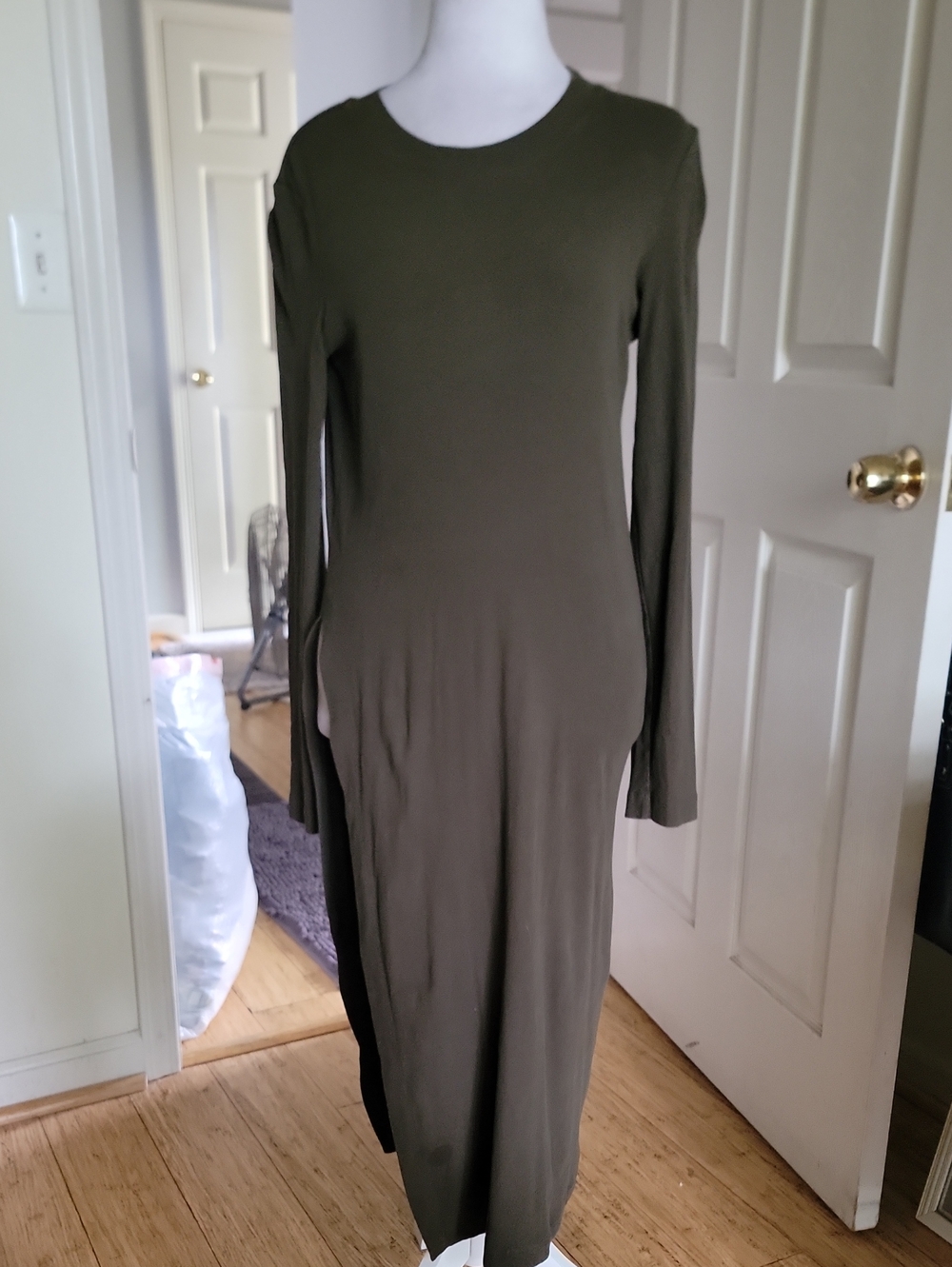 Rosetta Getty Olive Long Sleeve Maxi Top